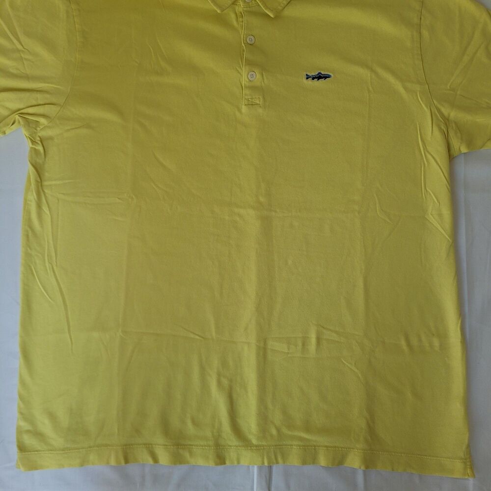 Patagonia Polo Shirt Mens XL Yellow Organic Cotton Short Sleeve Fish Logo - Picture 6 of 8